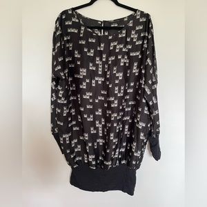 BCBG MaxAzria Black “Studded” Blouse L